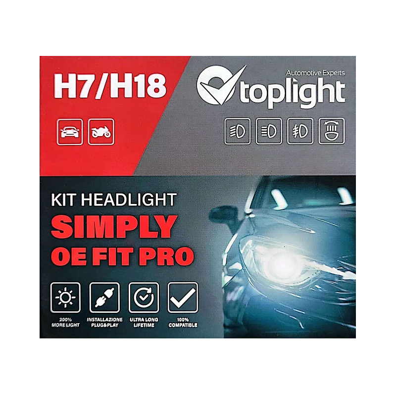 Kit 2 Lampade LED H7 E H18 - 12V, 6000K, 2600 Lumen, Serie Junior Per Auto E Moto - Foto 5