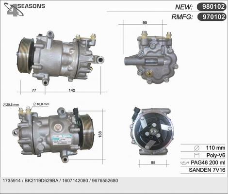 AHE 980102 - Compressore, Climatizzatore www.autoricambit.com