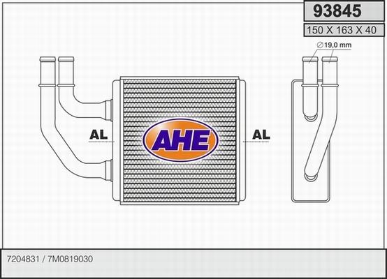 AHE 93845 - Scambiatore calore, Riscaldamento abitacolo www.autoricambit.com