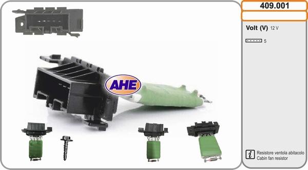 AHE 409.001 - Resistore addizionale, Elettromotore-Ventola radiatore www.autoricambit.com