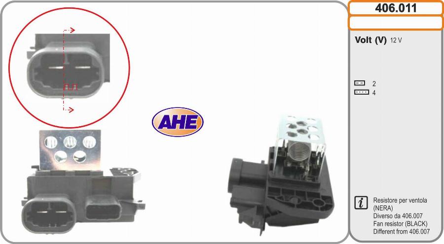 AHE 406.011 - Resistore addizionale, Elettromotore-Ventola radiatore www.autoricambit.com