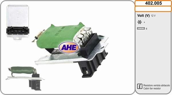 AHE 402.005 - Resistore addizionale, Elettromotore-Ventola radiatore www.autoricambit.com