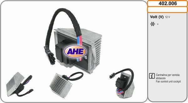 AHE 402.006 - Resistore addizionale, Elettromotore-Ventola radiatore www.autoricambit.com