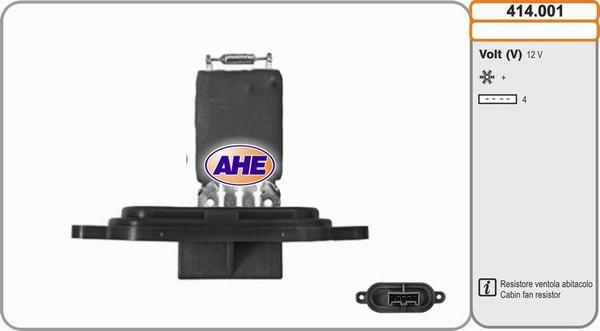 AHE 414.001 - Resistore addizionale, Elettromotore-Ventola radiatore www.autoricambit.com