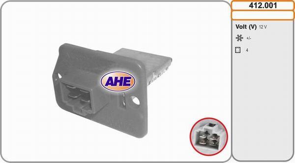 AHE 412.001 - Resistore addizionale, Elettromotore-Ventola radiatore www.autoricambit.com