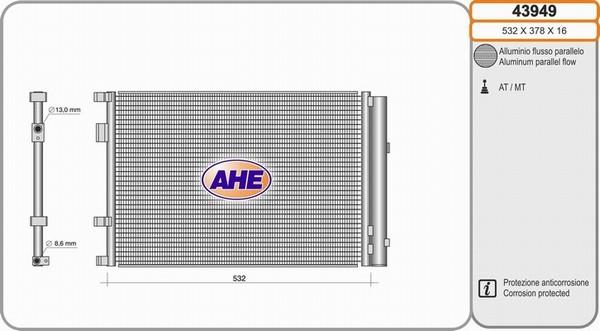 AHE 43949 - Condensatore, Climatizzatore www.autoricambit.com