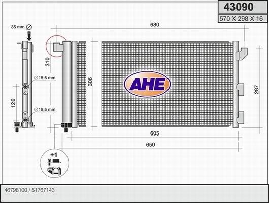 AHE 43090 - Condensatore, Climatizzatore www.autoricambit.com