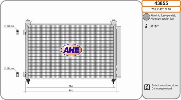 AHE 43855 - Condensatore, Climatizzatore www.autoricambit.com