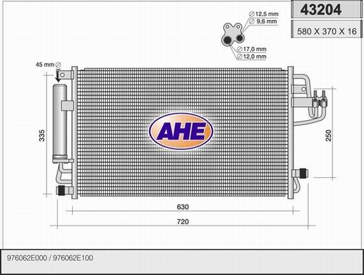 AHE 43204 - Condensatore, Climatizzatore www.autoricambit.com