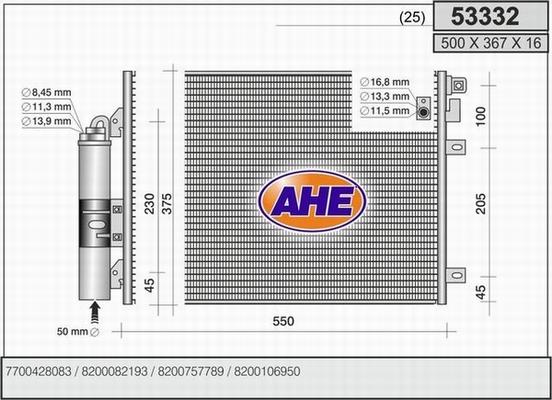 AHE 53332 - Condensatore, Climatizzatore www.autoricambit.com