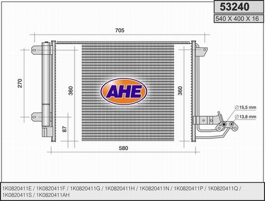 AHE 53240 - Condensatore, Climatizzatore www.autoricambit.com