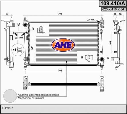 AHE 109.410/A - Radiatore, Raffreddamento motore www.autoricambit.com