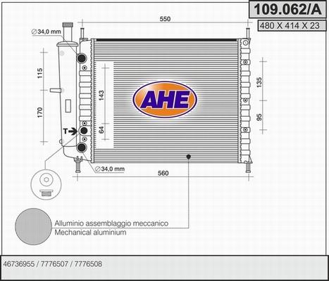 AHE 109.062/A - Radiatore, Raffreddamento motore www.autoricambit.com