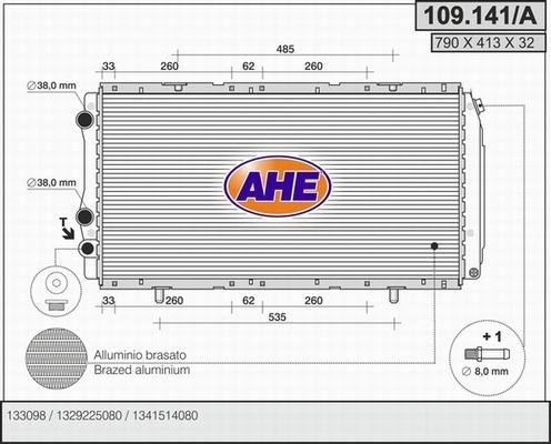 AHE 109.141/A - Radiatore, Raffreddamento motore www.autoricambit.com