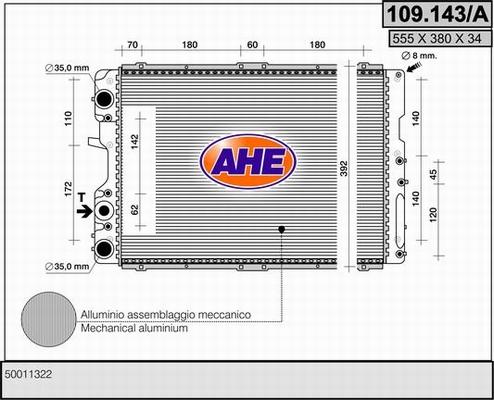 AHE 109.143/A - Radiatore, Raffreddamento motore www.autoricambit.com