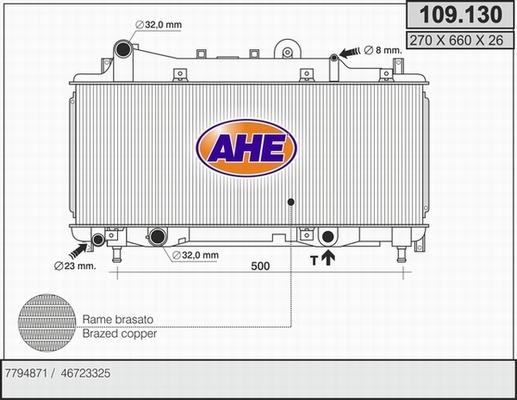 AHE 109.130 - Radiatore, Raffreddamento motore www.autoricambit.com
