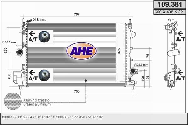 AHE 109.381 - Radiatore, Raffreddamento motore www.autoricambit.com