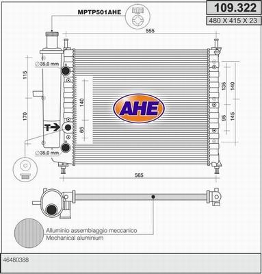 AHE 109.322 - Radiatore, Raffreddamento motore www.autoricambit.com