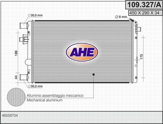 AHE 109.327/A - Radiatore, Raffreddamento motore www.autoricambit.com