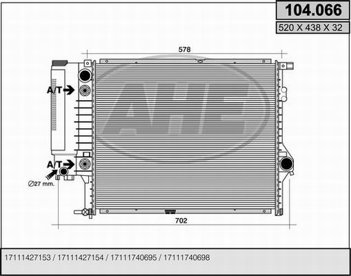 AHE 104.066 - Radiatore, Raffreddamento motore www.autoricambit.com