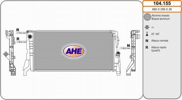 AHE 104.155 - Radiatore, Raffreddamento motore www.autoricambit.com