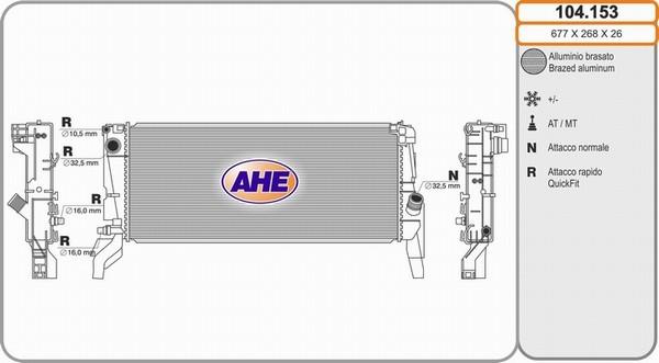 AHE 104.153 - Radiatore, Raffreddamento motore www.autoricambit.com