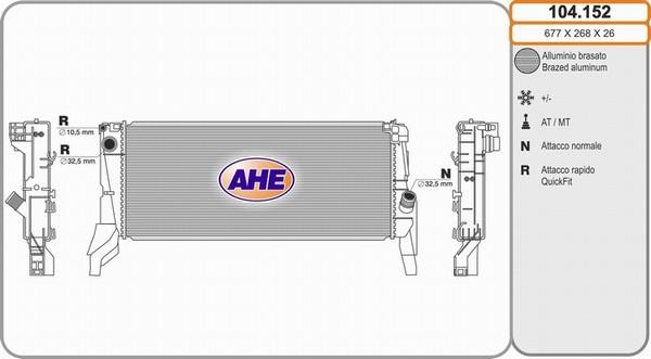 AHE 104.152 - Radiatore, Raffreddamento motore www.autoricambit.com