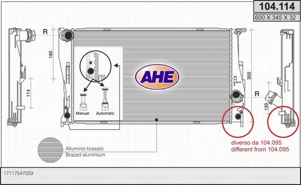 AHE 104.114 - Radiatore, Raffreddamento motore www.autoricambit.com