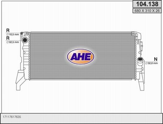 AHE 104.138 - Radiatore, Raffreddamento motore www.autoricambit.com