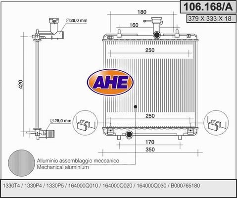 AHE 106.168/A - Radiatore, Raffreddamento motore www.autoricambit.com