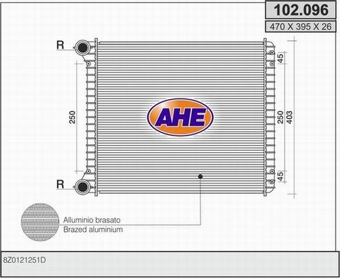 AHE 102.096 - Radiatore, Raffreddamento motore www.autoricambit.com