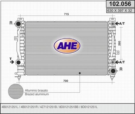 AHE 102.056 - Radiatore, Raffreddamento motore www.autoricambit.com