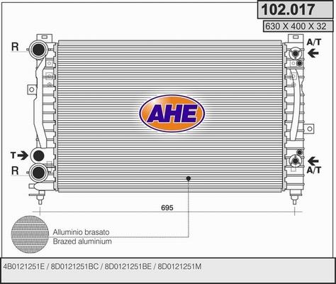 AHE 102.017 - Radiatore, Raffreddamento motore www.autoricambit.com