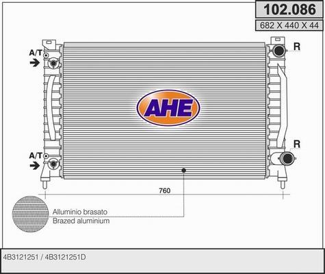 AHE 102.086 - Radiatore, Raffreddamento motore www.autoricambit.com