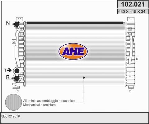 AHE 102.021 - Radiatore, Raffreddamento motore www.autoricambit.com