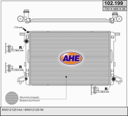 AHE 102.199 - Radiatore, Raffreddamento motore www.autoricambit.com