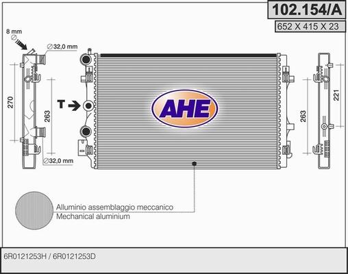 AHE 102.154/A - Radiatore, Raffreddamento motore www.autoricambit.com