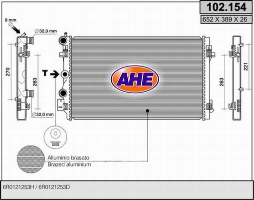 AHE 102.154 - Radiatore, Raffreddamento motore www.autoricambit.com