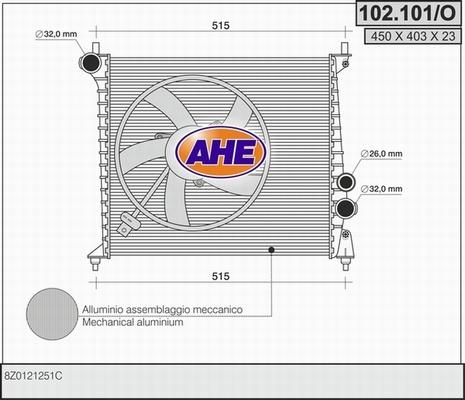 AHE 102.101/O - Radiatore, Raffreddamento motore www.autoricambit.com