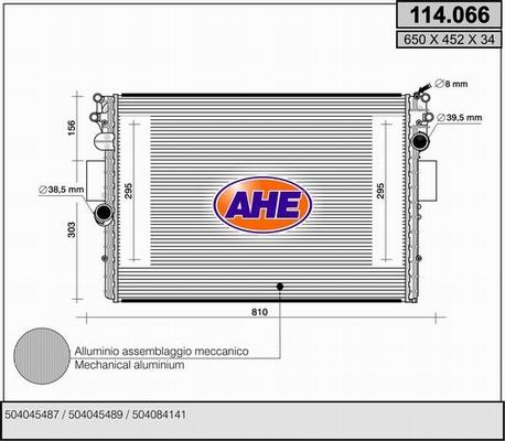 AHE 114.066 - Radiatore, Raffreddamento motore www.autoricambit.com