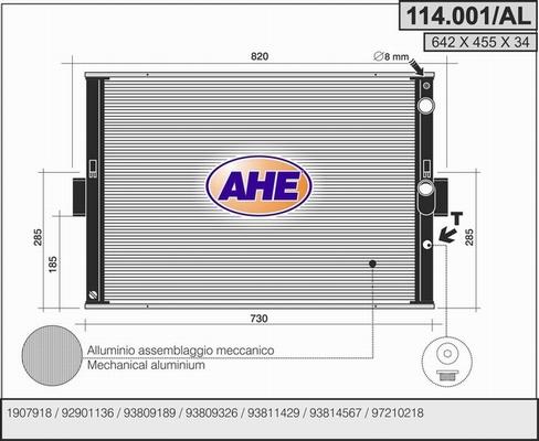 AHE 114.001AL - Radiatore, Raffreddamento motore www.autoricambit.com