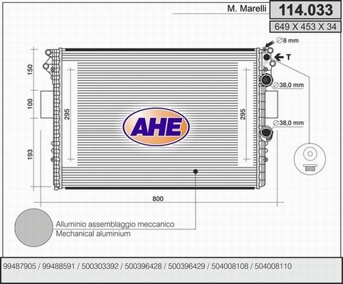 AHE 114.033 - Radiatore, Raffreddamento motore www.autoricambit.com