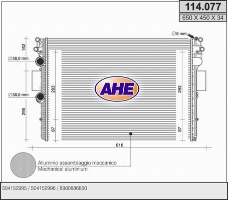 AHE 114.077 - Radiatore, Raffreddamento motore www.autoricambit.com