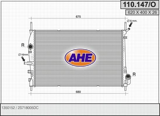 AHE 110.147/O - Radiatore, Raffreddamento motore www.autoricambit.com