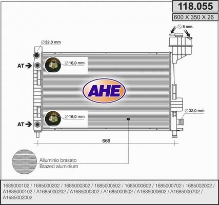 AHE 118.055 - Radiatore, Raffreddamento motore www.autoricambit.com