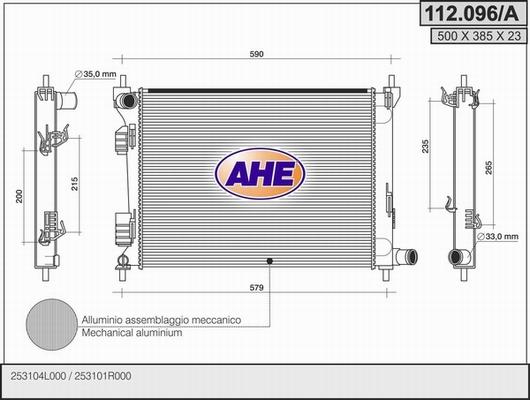 AHE 112.096/A - Radiatore, Raffreddamento motore www.autoricambit.com