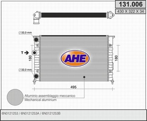 AHE 131.006 - Radiatore, Raffreddamento motore www.autoricambit.com
