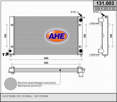 AHE 131.003 - Radiatore, Raffreddamento motore www.autoricambit.com
