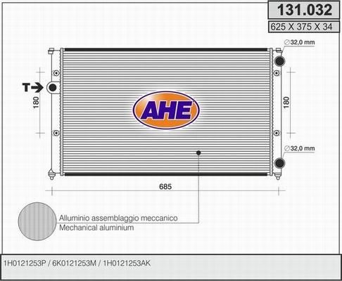 AHE 131.032 - Radiatore, Raffreddamento motore www.autoricambit.com