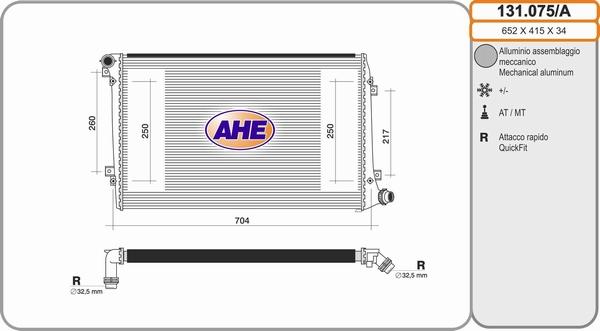 AHE 131.075/A - Radiatore, Raffreddamento motore www.autoricambit.com